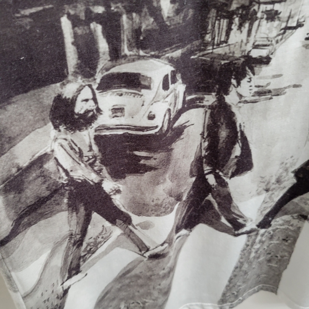 Beatles V-Neck Street-Scene Graphic Tee Abbey Road Washed Monochrome Black White - Picture 6 of 10